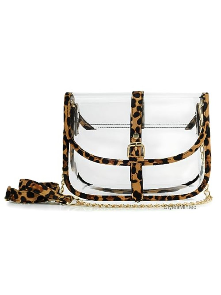 Clear Saddle Crossbody Bag Women Chain Shoulder Handbag Purse Pvc Faux Leather